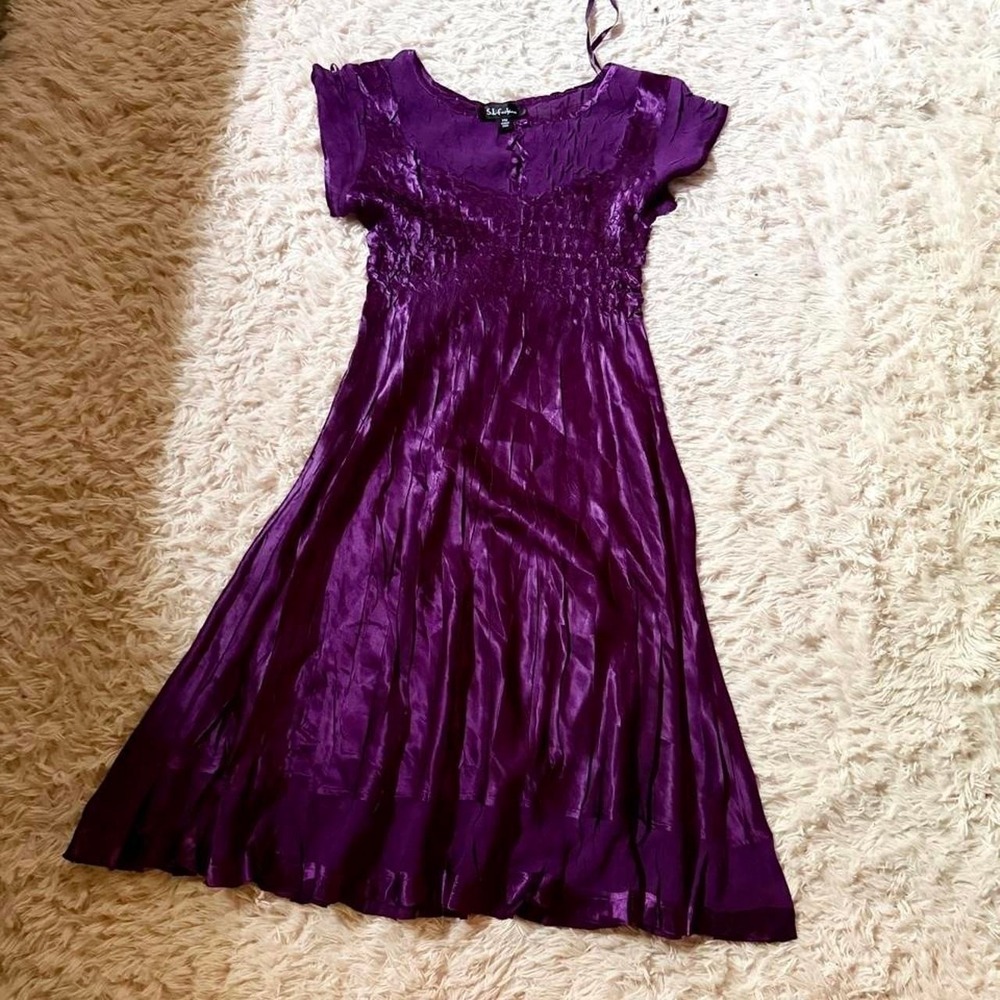 Vintage Y2K Pleated Whimsygoth Celestial Alchemy Dress Womens M Delicate Flowy